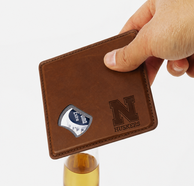 Leatherette Bottle Opener Coaster